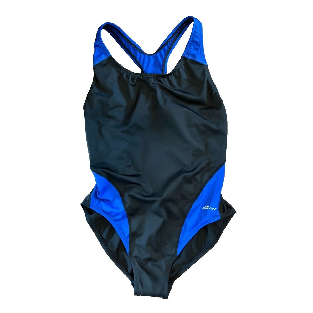 DOLPHIN Womens SWIMSUIT One Piece BLACK Blue XtraSleek Size 40  NWT